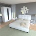 Dormitor Soft Alb cu pat tapitat alb pentru saltea 140x200cm